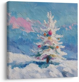 Картина на платно – Зимна магия с коледно дърво