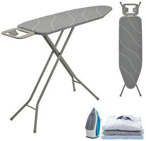 Маса за гладене Kinghoff KH 1939, 114x35.5 см, 7 позиции за регулиране, Поставка за ютия, Сив