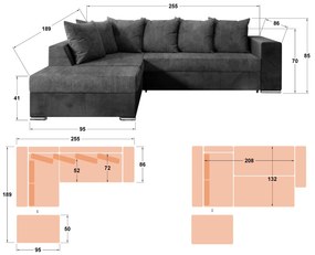 Разтегателен ъглов диван + табуретка Лондо