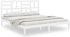 3105966 vidaXL Рамка за легло, бяла, дърво масив, 180x200 cм, Super King
