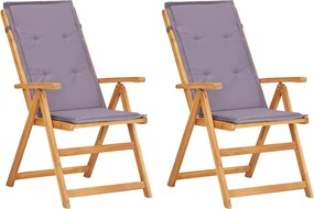 45936 vidaXL Накланящи се градински столове, 2 бр, кафяви, акация масив
