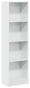858304 vidaXL Библиотека, бял гланц, 40x24x143 см, инженерно дърво