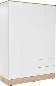 Четирикрилен гардероб в бял - сонома цвят 137x52x198см.