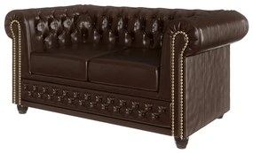 Тъмнокафяв разтегателен диван от изкуствена кожа 148 cm York - Ropez