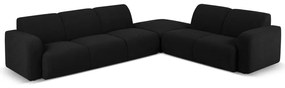 Черен ъглов диван от плат букле (десен ъгъл) Molino - Micadoni Home