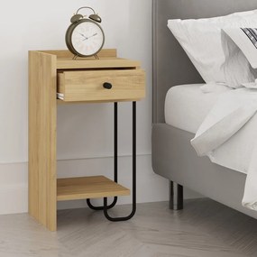 Нощно шкафче в дъбов декор с рафтове в естествен цвят Mercure - Marckeric