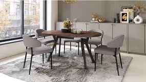 АЛМО Дъб Кафяв/черни крака - КРЪГЛА РАЗТЕГАТЕЛНА МАСА С Y-ОБРАЗНИ КРАКА В ЛОФТ/ИНДУСТРИАЛЕН СТИЛ ЗА ХОЛ ИЛИ ТРАПЕЗАРИЯ