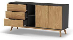 Нисък скрин от черен/естествен бор 165x80 cm Lavis - Marckeric