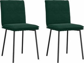 4101246 vidaXL Трапезни столове, 2 бр, тъмнозелени, кадифе