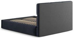 Тъмносиньо двойно легло 200x200 cm тапицирано с място за съхранение с включена подматрачна рамка Libera – Windsor &amp; Co Sofas