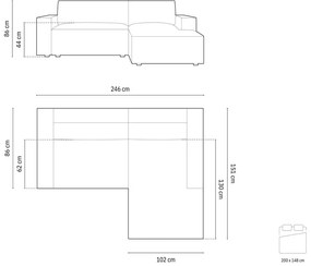 Тъмнозелен разтегателен ъглов диван от букле (ляв ъгъл) Jodie – Micadoni Home