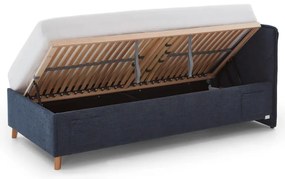 Тъмносиньо тапицирано детско легло 120x200 cm с място за съхранение с включена подматрачна рамка Fun – Meise Möbel