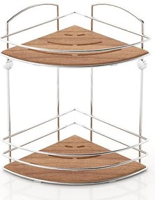 Ъглова етажерка за баня TEKNO TEL BK-074 , 2 нива , дърво