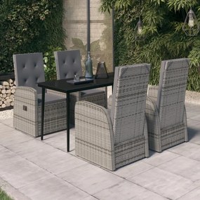 3099487 vidaXL Градински трапезен комплект от 5 части с възглавници, сив