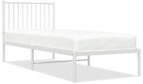 350922 vidaXL Метална рамка за легло с горна табла, бяла, 80x200 см