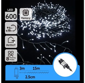 Aigostar - LED външна коледна гирлянда 600xLED/8 режима 18m IP44 студено бяла