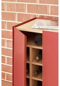 Червен висок скрин от декор от дъб 95x120 cm Arista – Teulat