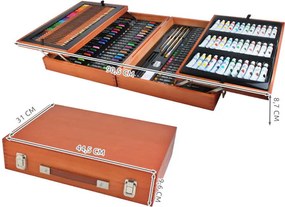 Професионален куфар за рисуване и живопис от дърво, 177 части за творчество MAALEO
