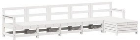 3250861 vidaXL Градински комплект диван от 6 части, бял, масивно дърво бор