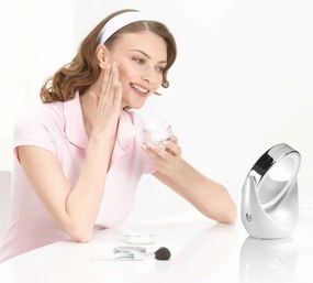 Козметично огледало Beurer BS 49, 11 см, LED светлина, Хромирано покритие, Въртящо, Бял