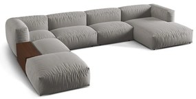 Светлосив модулен ъглов диван (ляв ъгъл/U форма) Martina – Micadoni Home