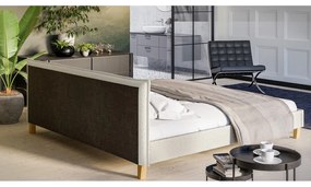 Кремаво тапицирано двойно легло с решетка 200x200 cm Tina - Ropez