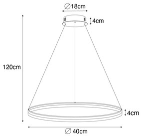 Дизайнерска висяща лампа бронз 40 см с LED 3-степенно димиране - Anello