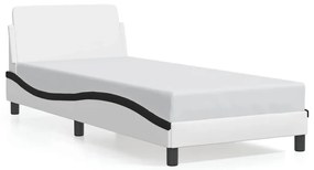 373124 vidaXL Рамка за легло Dover, бяло-черна, 90x200 см, изкуствена кожа