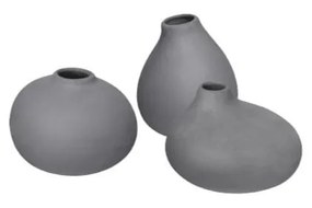 Тъмносиви порцеланови вази в комплект от 3 бр. (височина 9 cm) Nona – Blomus