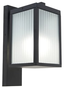 Умен външен стенен фенер черен с оребрено стъкло, включващ WiFi A60 - Charlois