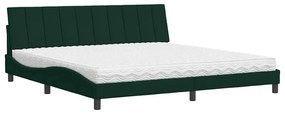 3208619 vidaXL Легло с матрак Hanko, тъмнозелено, 200x200 см, кадифе