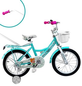 Детски велосипед с водеща щанга, кошница и помощни колела 16 – за деца на възраст от 4 до 6 години