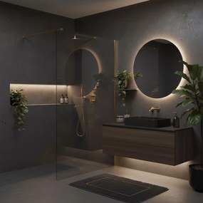 Параван за душ Rea Flexi Transparent / Brush Gold 70