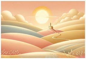 Самозалепващ тапет – Пастелна природа с църква