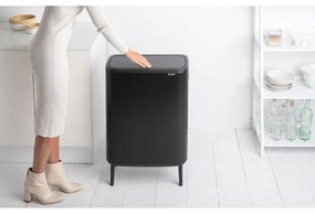 Кош за боклук Brabantia Bo Touch Hi 1001264, 2x30 л, Плътно прилепване към стена, Реглаж на краката, Черен/мат