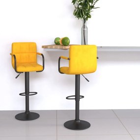 334666 vidaXL Бар табуретки, 2 бр, горчица, кадифе