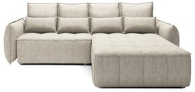 Бежов кадифен разтегателен ъглов диван с място за съхранение (десен ъгъл) Campo – ELTAP