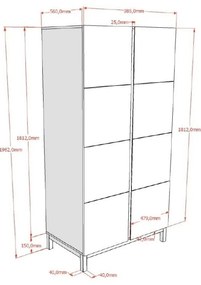 Бял детски гардероб 99x196x58 cm Eva – Vipack