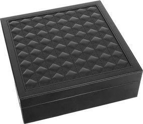 Кутия за бижута и часовници с огледало, отделящи се отделения и ключалка с ключ, екологична кожа, 25,5х25,5х30см