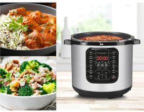 Мултикукър под налягане Beper P101COS001, 1200W, 15 програми, 6 литра, Таймер, Инокс/черен