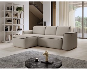 Бежов ъглов диван от прежда с примки от букле (ляв ъгъл) Ume – ELTAP