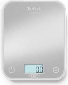 Кухненска везна Tefal Optiss BC50U4V0, До 5 кг, ТАРА, LCD, Стъкло, Големи цифри, Сребрист