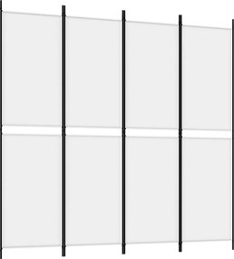 350230 vidaXL Параван за стая, 4 панела, бял, 200x200 см, текстил