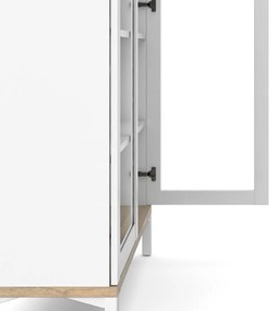 Витрина от дъбов декор в бял и естествен цвят 89x203x36 cm Roomers – Tvilum
