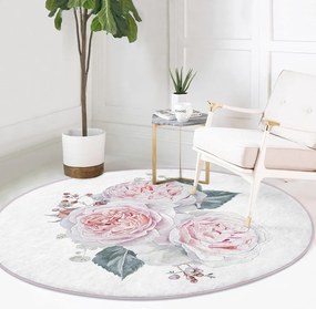 Бяло-розов кръгъл килим подходящ за пране и за прахосмукачки роботи ø 80 cm Comfort – Mila Home