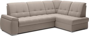 Бежов кадифен разтегателен ъглов диван с място за съхранение (десен ъгъл L форма) Sado – ELTAP
