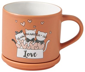 Оранжеви/бежови порцеланови чаши в комплект 2 бр. 350 ml Cats – Brandani