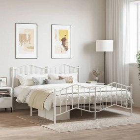 373860 vidaXL Метална рамка за легло с горна и долна табла, бяла, 180x200 см