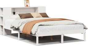 3321533 vidaXL Легло с етажерка за книги, без матрак, 120x190 см, бор масив