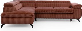 Теракотен ъглов диван от рипсено кадифе (ляв ъгъл L форма) Marbeya – Ropez